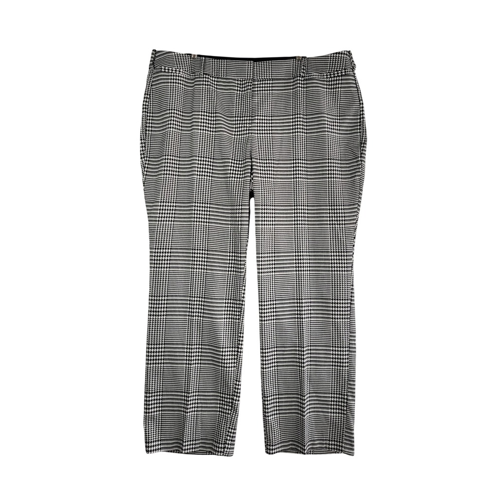 Lane Bryant Perfect Drape Pants Womens 24 Black White Glen Plaid Straight Leg